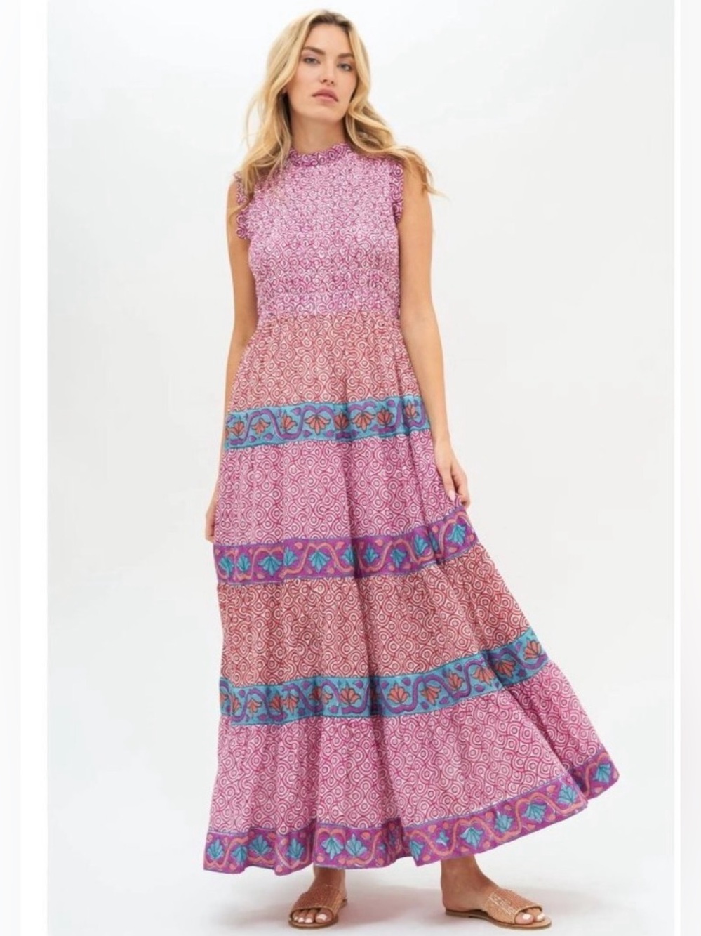 NWT Oliphant Sleeveless Smocked Maxi Dress, Small